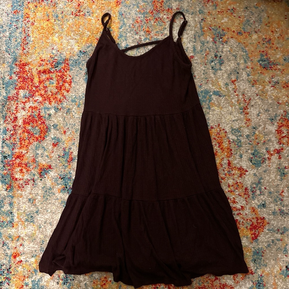Maroon and Black Striped Baby Doll Dress